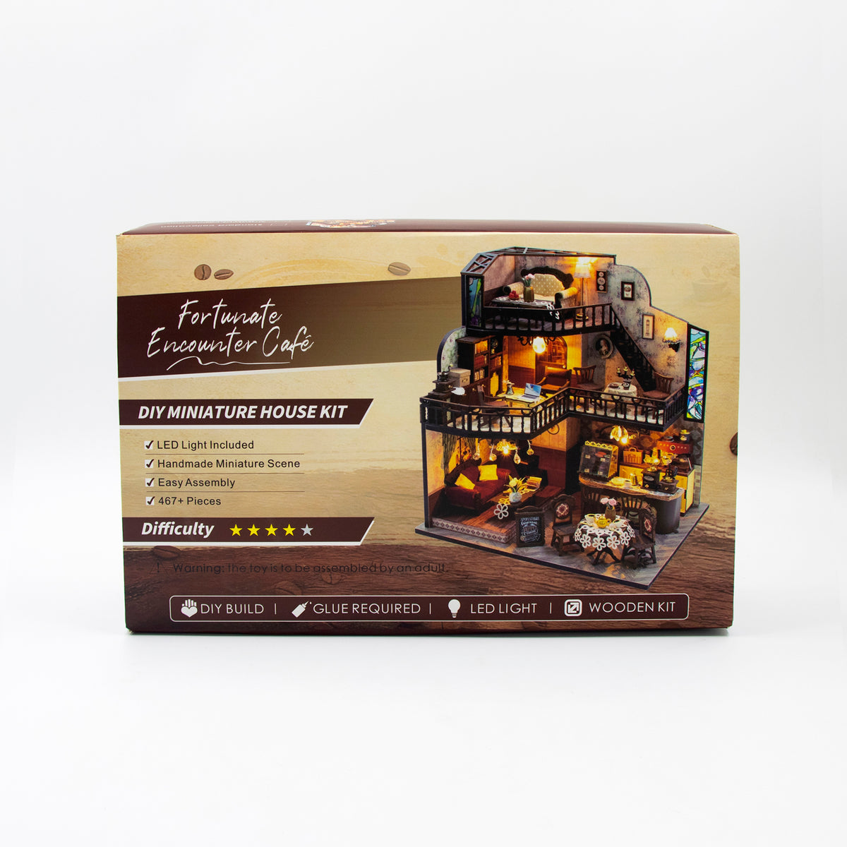 Fortunate Encounter Café M2533Z DIY Miniature House Kit with LED Lights