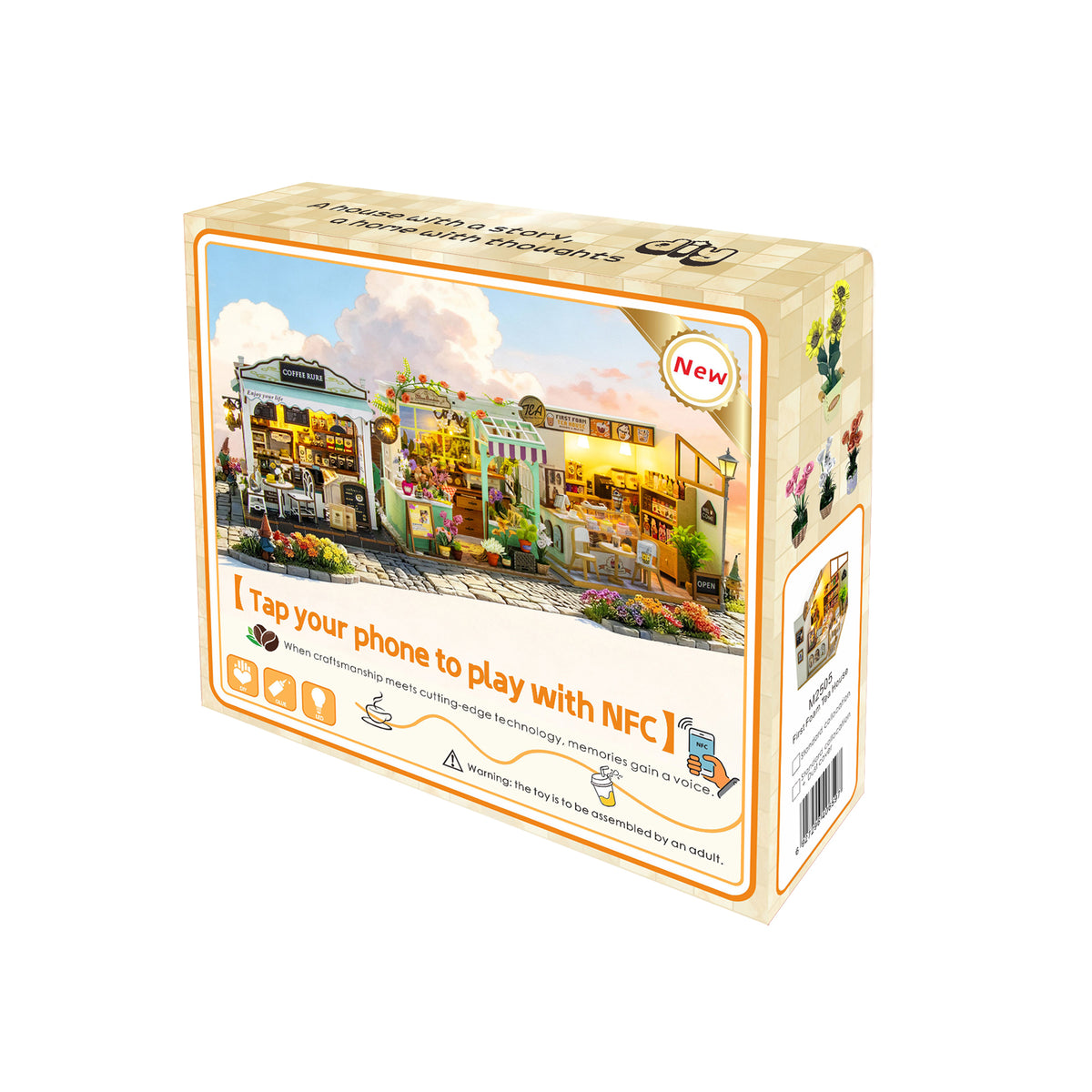 First Foam Tea House M2505 DIY Miniature Tea Shop Kit with LED Lights