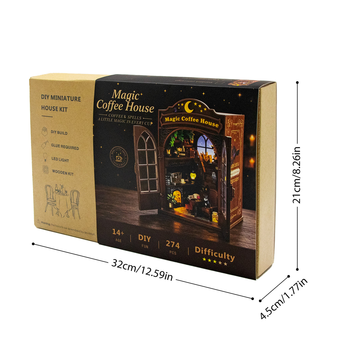 Magic Coffee House M2602 DIY Miniature Book Nook Kit with LED Lights