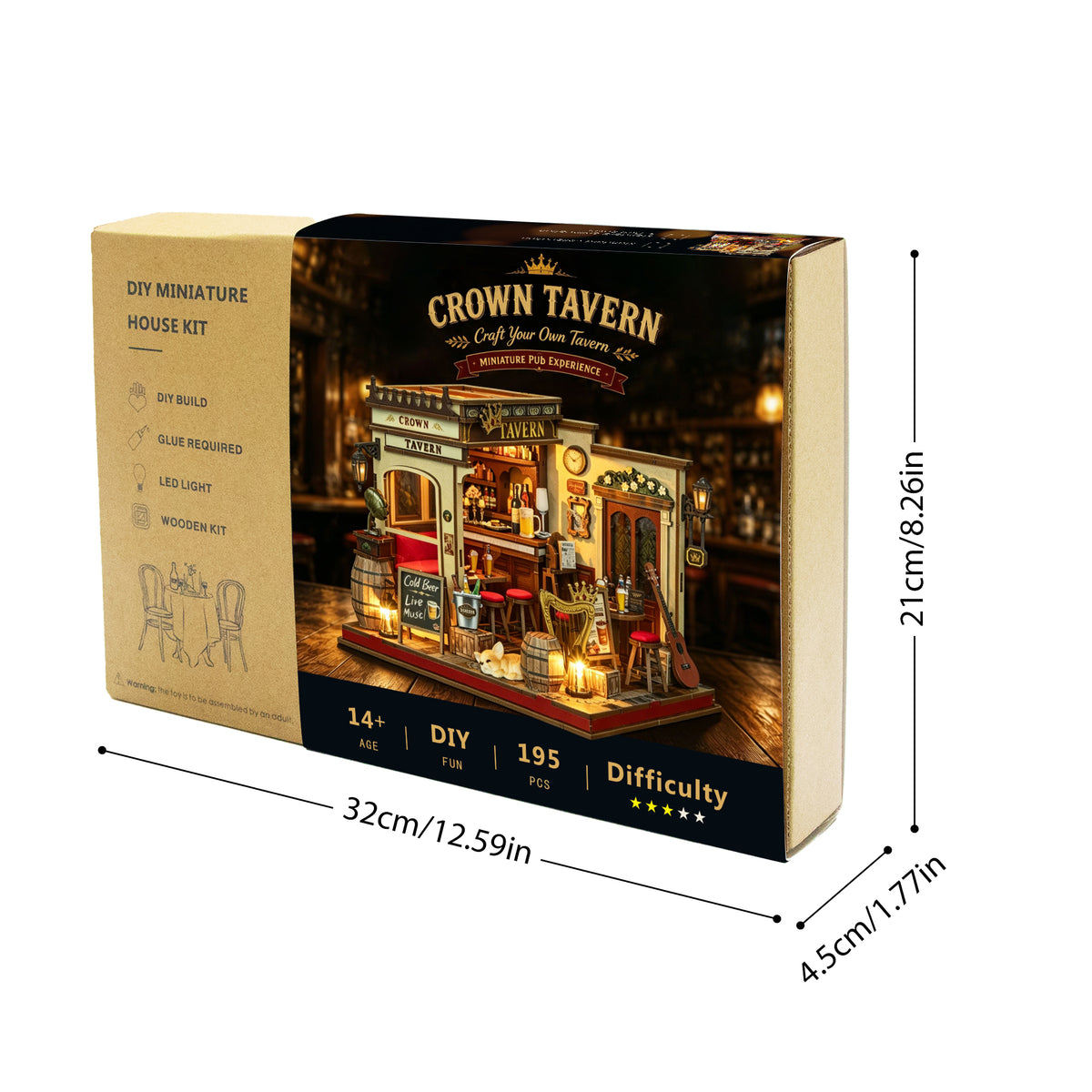 Crown Tavern M2605Z DIY Miniature Pub House Kit with LED Lights