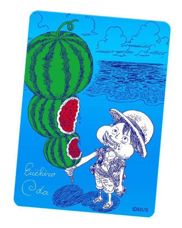 One Piece NatsuComi 2026 Chibi Luffy Watermelon Meta-Kira Promo Card