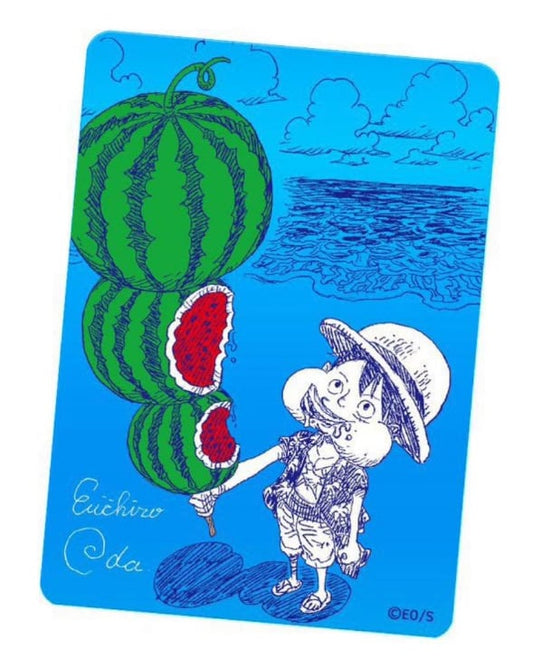 One Piece NatsuComi 2026 Chibi Luffy Watermelon Meta-Kira Promo Card