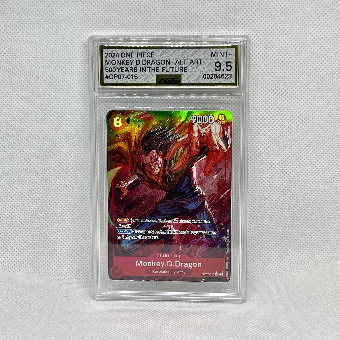 One Piece Card Game Monkey D. Dragon OP07-015 Alternate Art AGS Mint+ 9.5