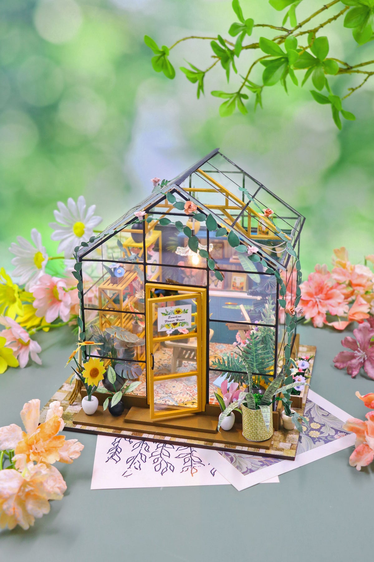 Sunshine Flower House PC2306 DIY Miniature Greenhouse Kit