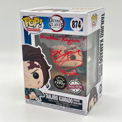 Funko Pop Tanjiro Kamado (Hinokami Kagura) #874 Glow Chase Special Edition Signed by Zach Aguilar