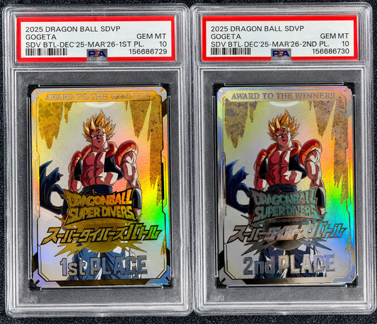 Dragon Ball Super Divers SDV Gogeta Tournament Prize Card Set PSA 10 Sequential 1st & 2nd Place