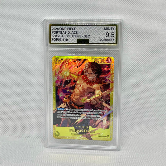 One Piece Card Game Portgas D. Ace OP07-119 Secret Rare AGS Mint+ 9.5