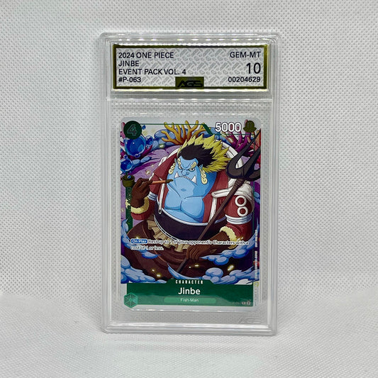 One Piece Card Game Jinbe P-063 AGS GEM-MT 10 Event Pack Vol. 4 Japanese Graded Card