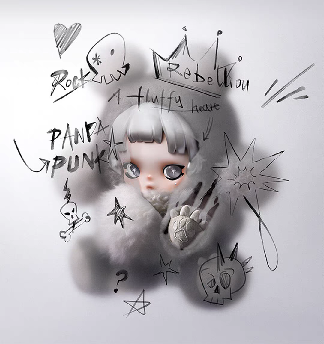 SKULLPANDA Punk Panda Plush Doll