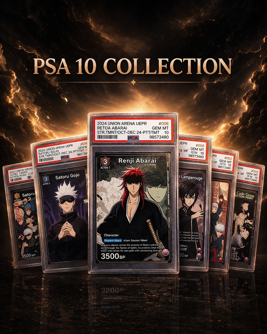 Union Arena PSA 10 GEM MT Slabs Collection (Bleach / Jujutsu Kaisen / Code Geass)
