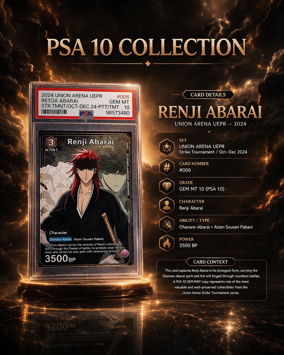 Union Arena PSA 10 GEM MT Slabs Collection (Bleach / Jujutsu Kaisen / Code Geass)