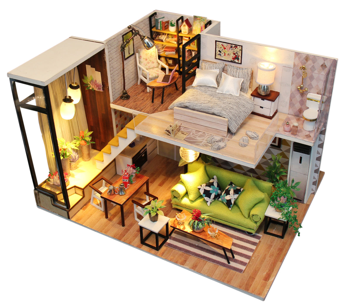 Romantic Nordic M030 DIY Miniature Dollhouse Kit with LED Lights