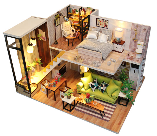 Romantic Nordic M030 DIY Miniature Dollhouse Kit with LED Lights