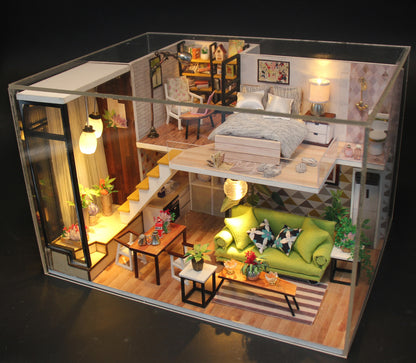 Romantic Nordic M030 DIY Miniature Dollhouse Kit with LED Lights