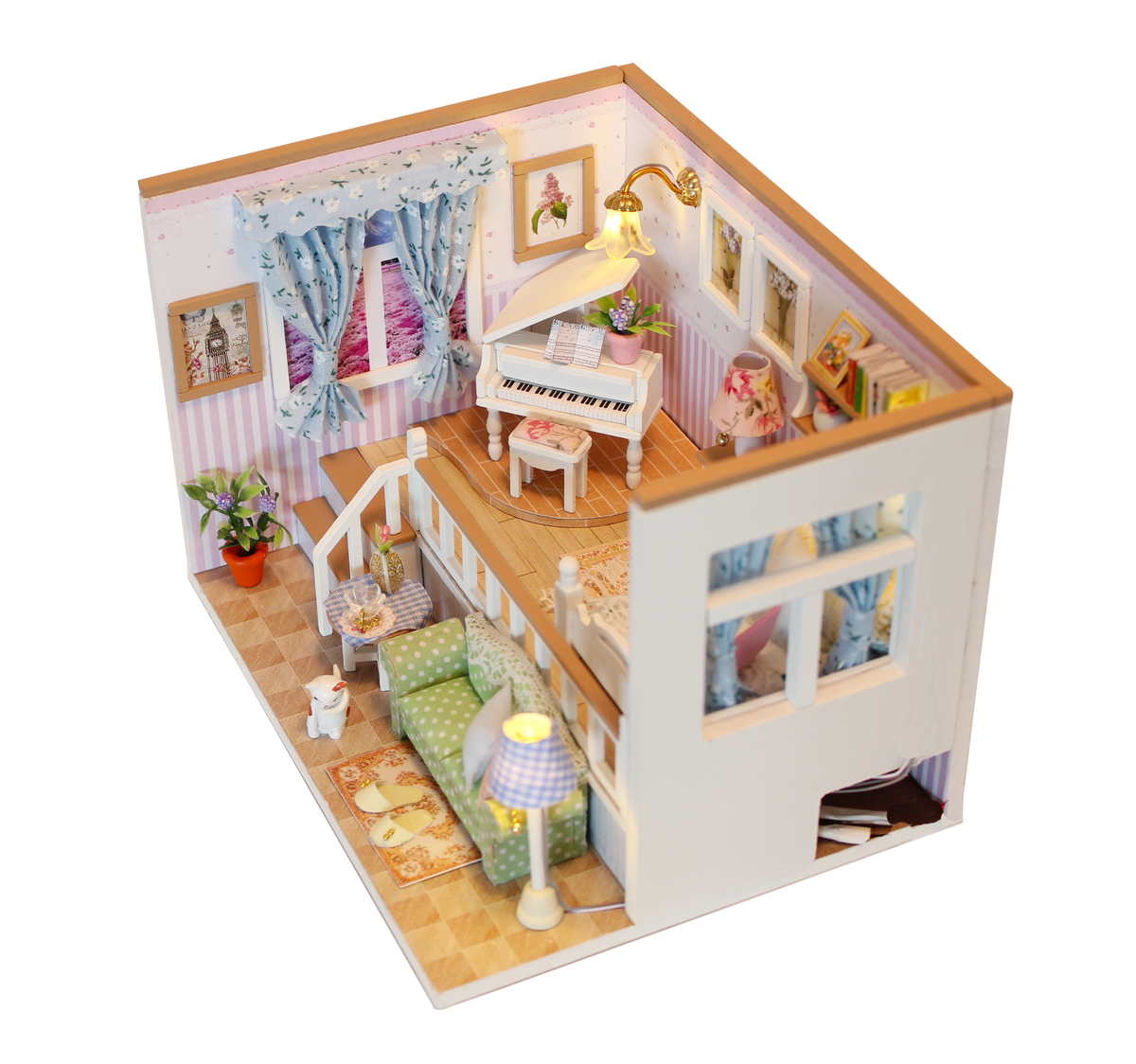 Because of You M026 DIY Miniature Dollhouse Kit with LED Lights