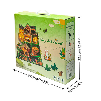 Fairytale Forest L2501 DIY Miniature Dollhouse Kit with LED Lights & Display Case