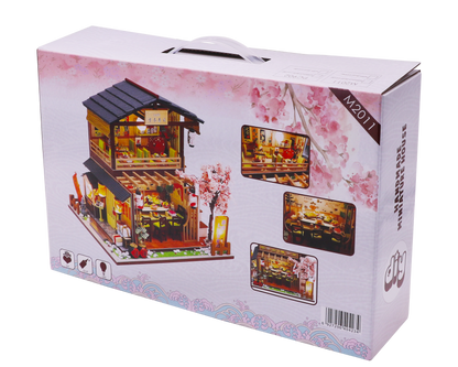 Gibbon Sushi M2011 Japanese Sushi Restaurant DIY Miniature Dollhouse Kit with LED Lights