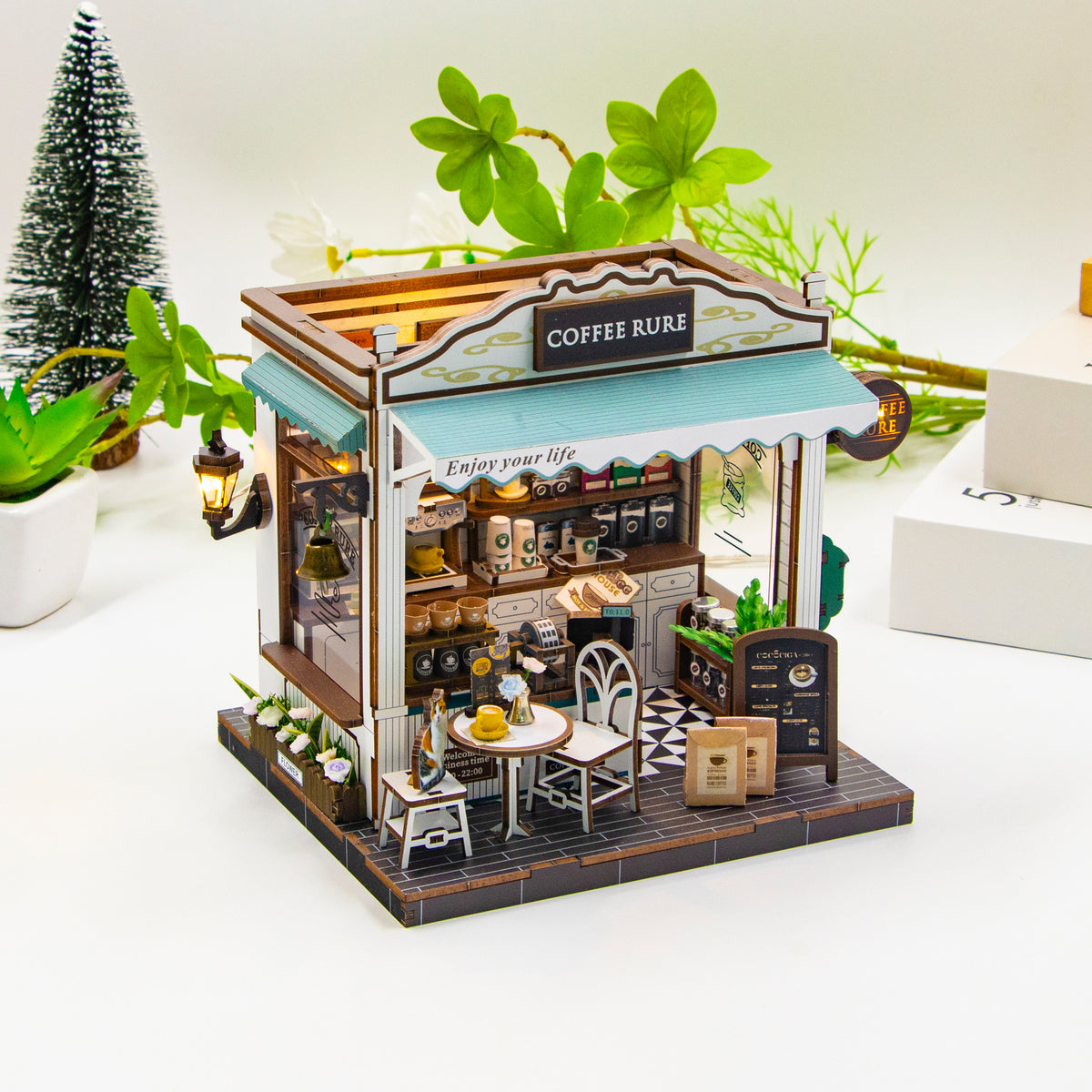 Coffee Rue M2506 DIY Miniature Coffee Shop Kit with Café Accessories