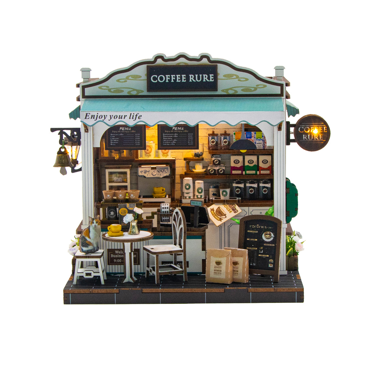 Coffee Rue M2506 DIY Miniature Coffee Shop Kit with Café Accessories