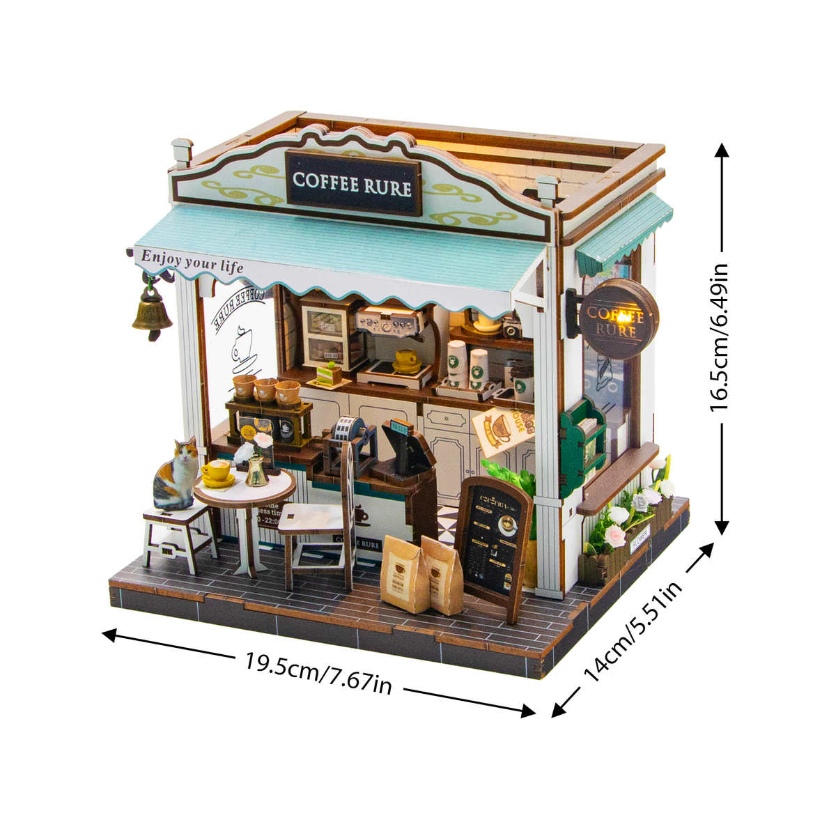 Coffee Rue M2506 DIY Miniature Coffee Shop Kit with Café Accessories