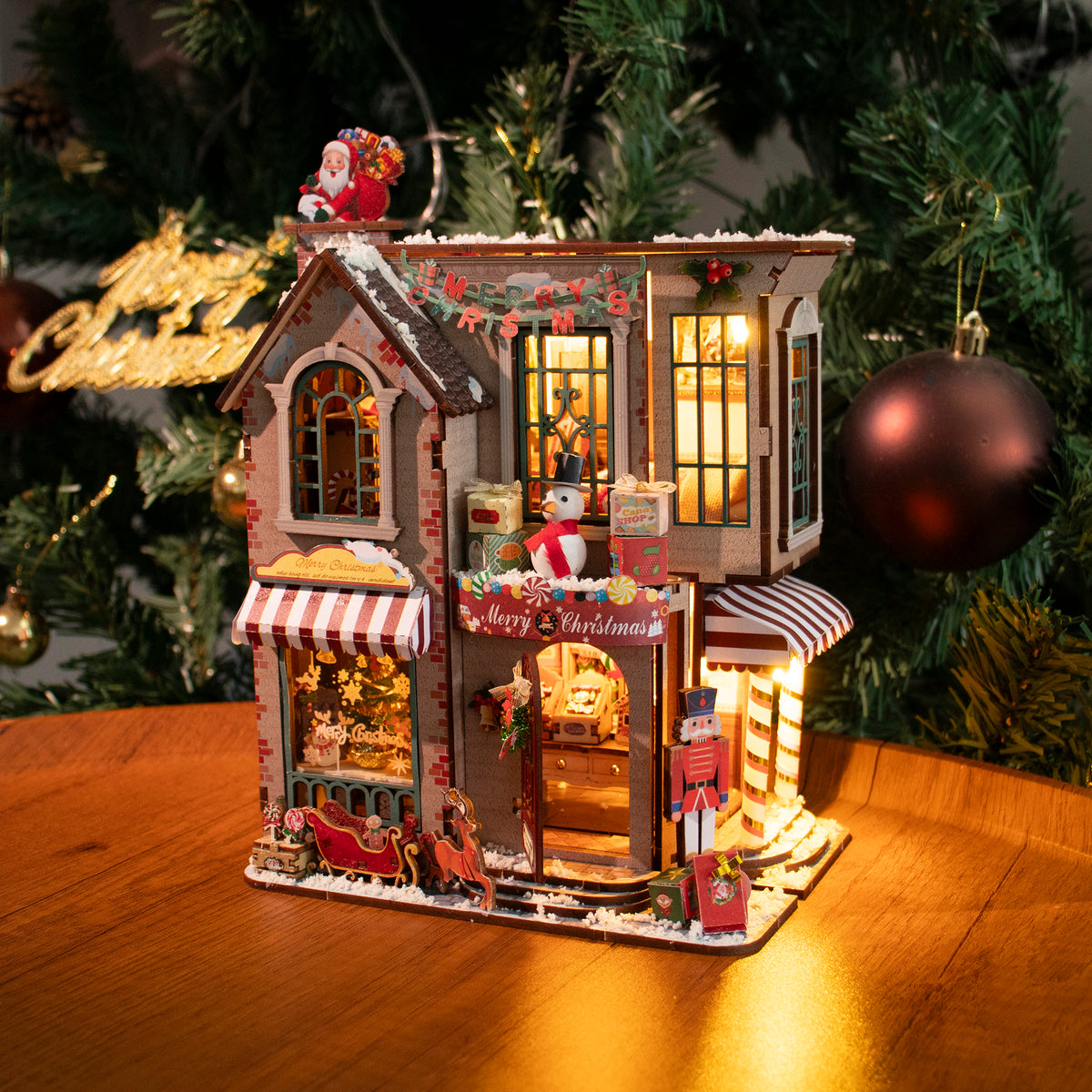 Enchanted Christmas Cottage M2516 DIY Miniature House Kit with LED Lights