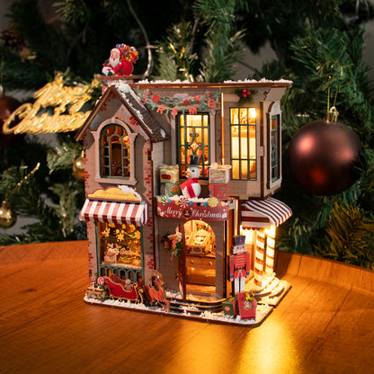 Enchanted Christmas Cottage M2516 DIY Miniature House Kit with LED Lights