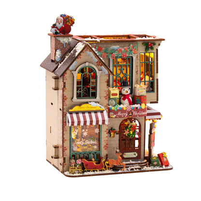 Enchanted Christmas Cottage M2516 DIY Miniature House Kit with LED Lights