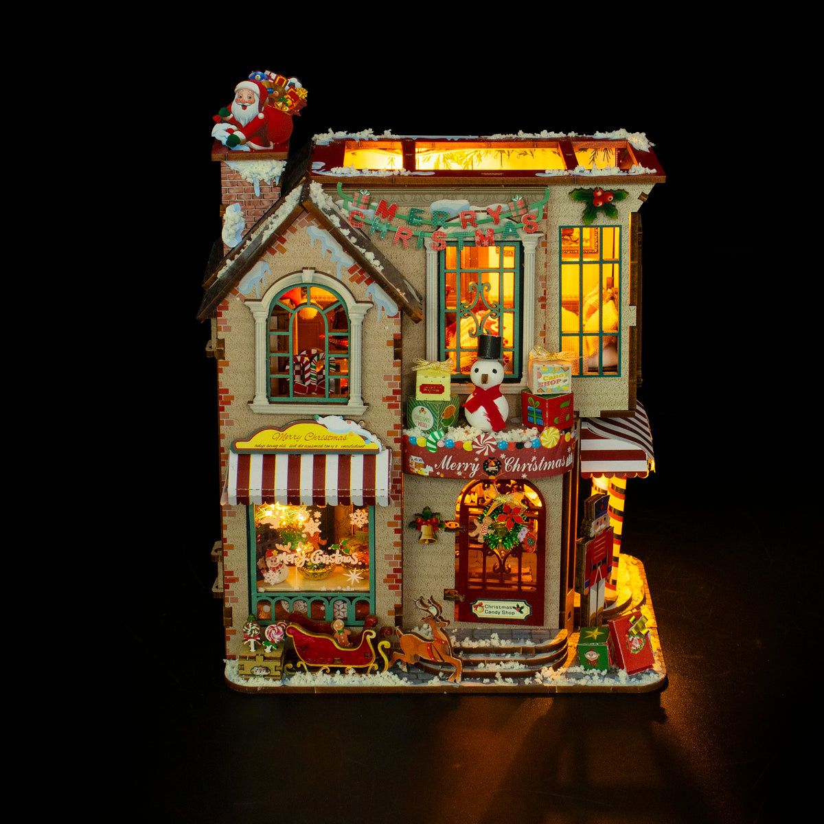 Enchanted Christmas Cottage M2516 DIY Miniature House Kit with LED Lights