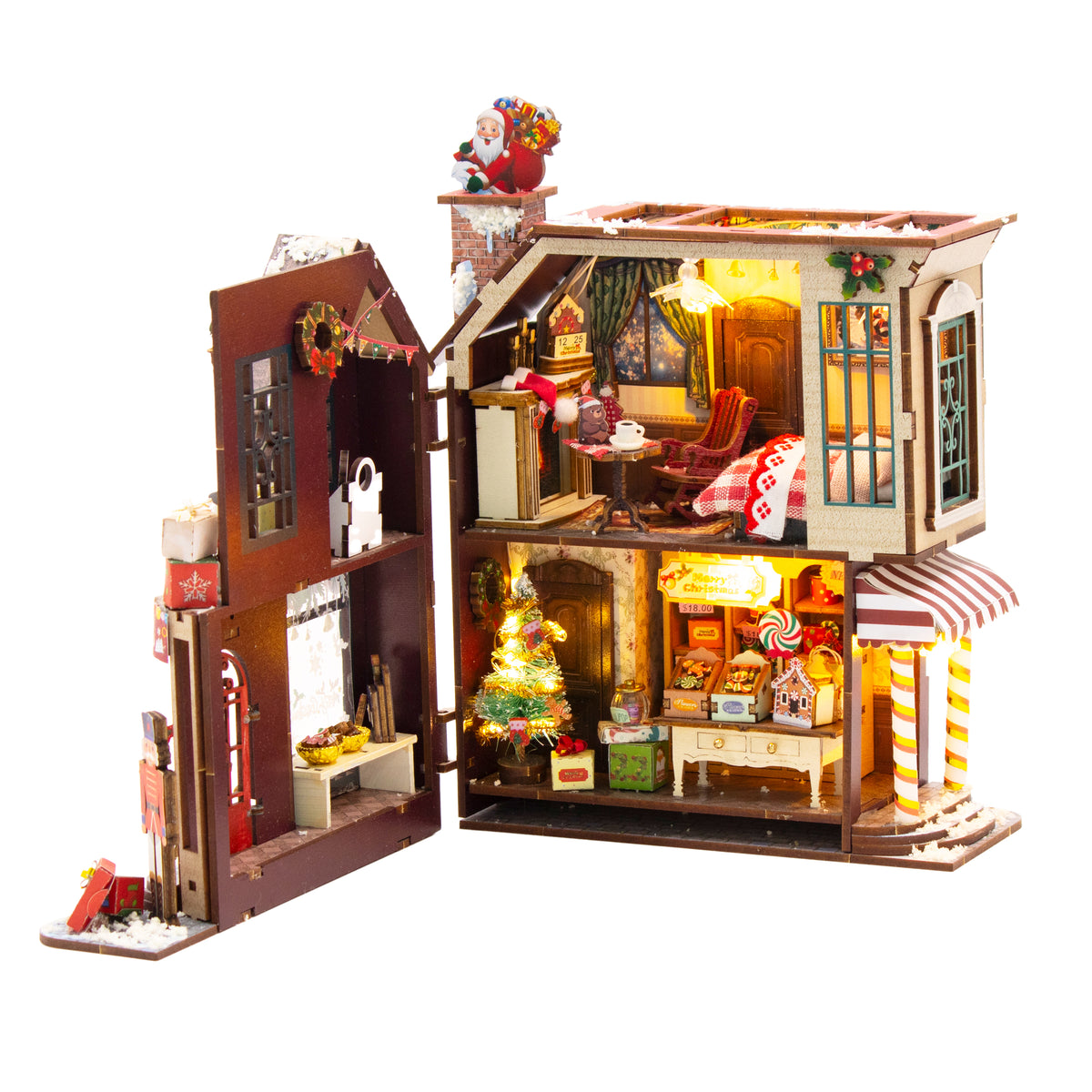 Enchanted Christmas Cottage M2516 DIY Miniature House Kit with LED Lights