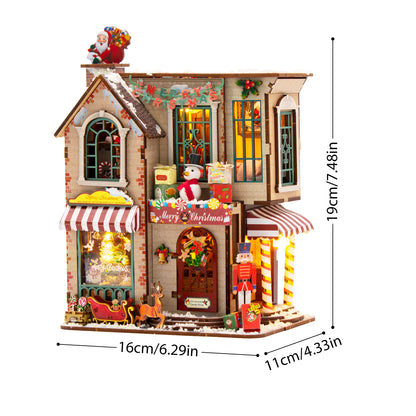 Enchanted Christmas Cottage M2516 DIY Miniature House Kit with LED Lights
