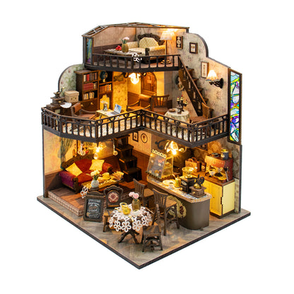 Fortunate Encounter Café M2533Z DIY Miniature House Kit with LED Lights