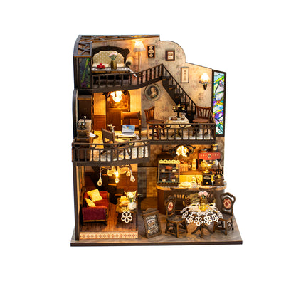 Fortunate Encounter Café M2533Z DIY Miniature House Kit with LED Lights