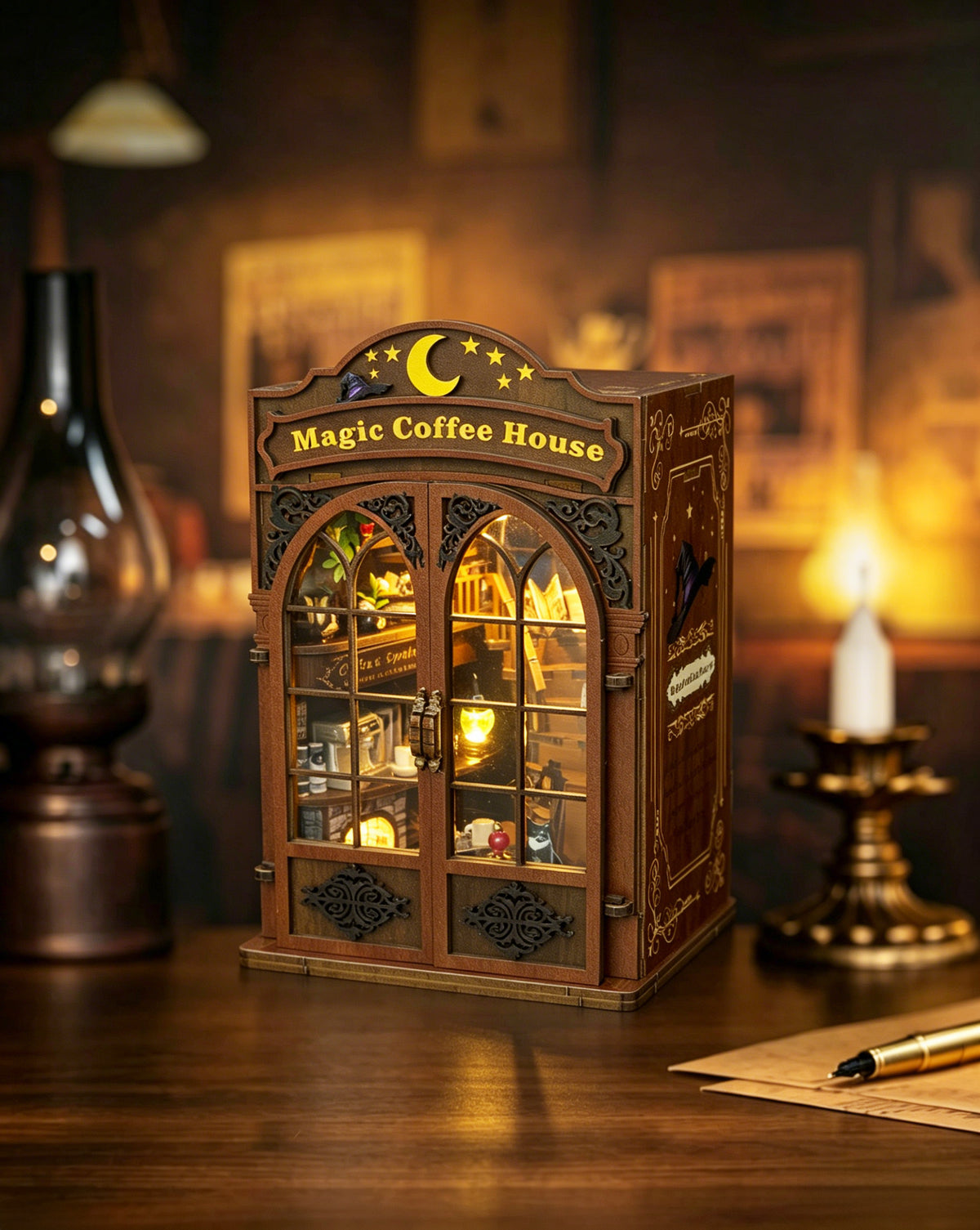 Magic Coffee House M2602 DIY Miniature Book Nook Kit with LED Lights
