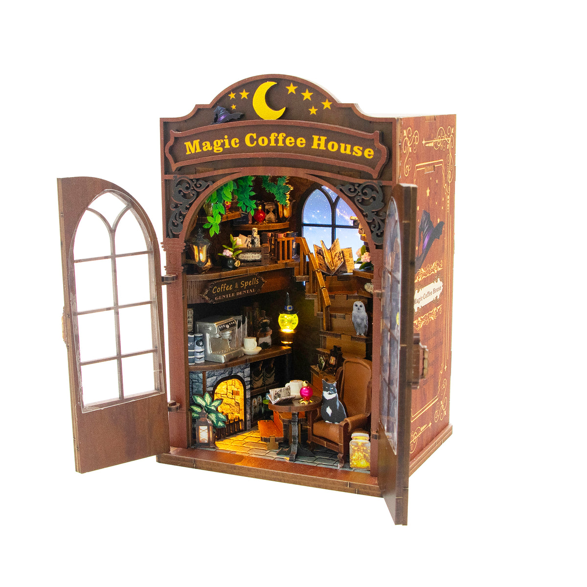 Magic Coffee House M2602 DIY Miniature Book Nook Kit with LED Lights