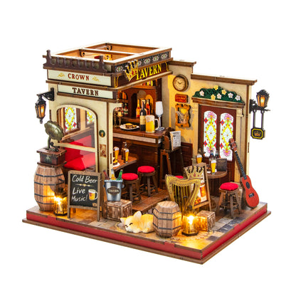 Crown Tavern M2605Z DIY Miniature Pub House Kit with LED Lights