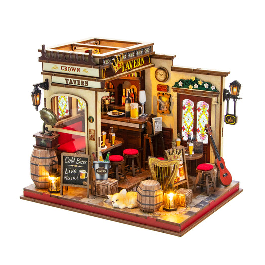 Crown Tavern M2605Z DIY Miniature Pub House Kit with LED Lights