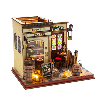 Crown Tavern M2605Z DIY Miniature Pub House Kit with LED Lights