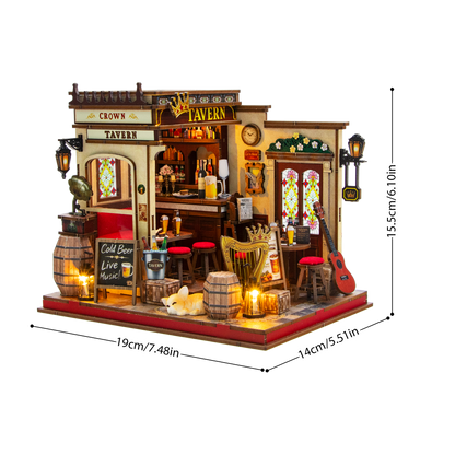 Crown Tavern M2605Z DIY Miniature Pub House Kit with LED Lights